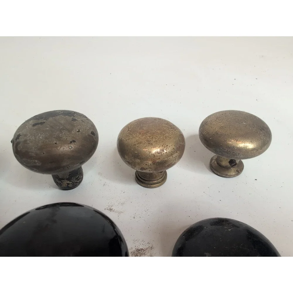 Mixed Lot of 15 Antique Door Knobs Brass Ceramic Black White Clear Acrylic